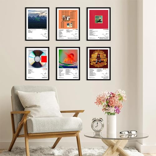 CodersParadise Wood Kanye West Wall Poster Frames - Pack Of 6 | 8 X 12Cm (A4 Size) | Framed Posters For Living Room, Bedroom, Home And Office - Image 2