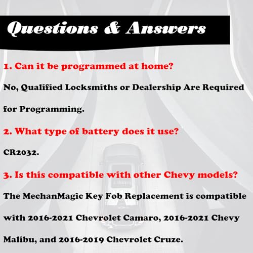 MechanMagic Key Fob Replacement Compatible for Chevy Malibu Cruze Camaro 2016 2017 2018 2019 2020 2021 Proximity Smart Keyless Entry Remote Control HYQ4EA 13508771 433Mhz 13584504 4-Button 13529660 - Image 2