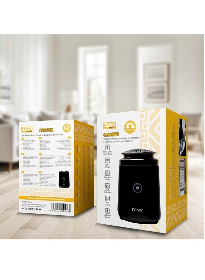 Denx "DENX Electronic Portable Incense Burner – Sleek Modern Design, USB-C Fast Charging, Powerful 2000mAh Battery, Built-in Fan for Fast Fragrance Diffusion, Safe & Easy to Use, Perfect for Home, Office, and Car" - Image 4