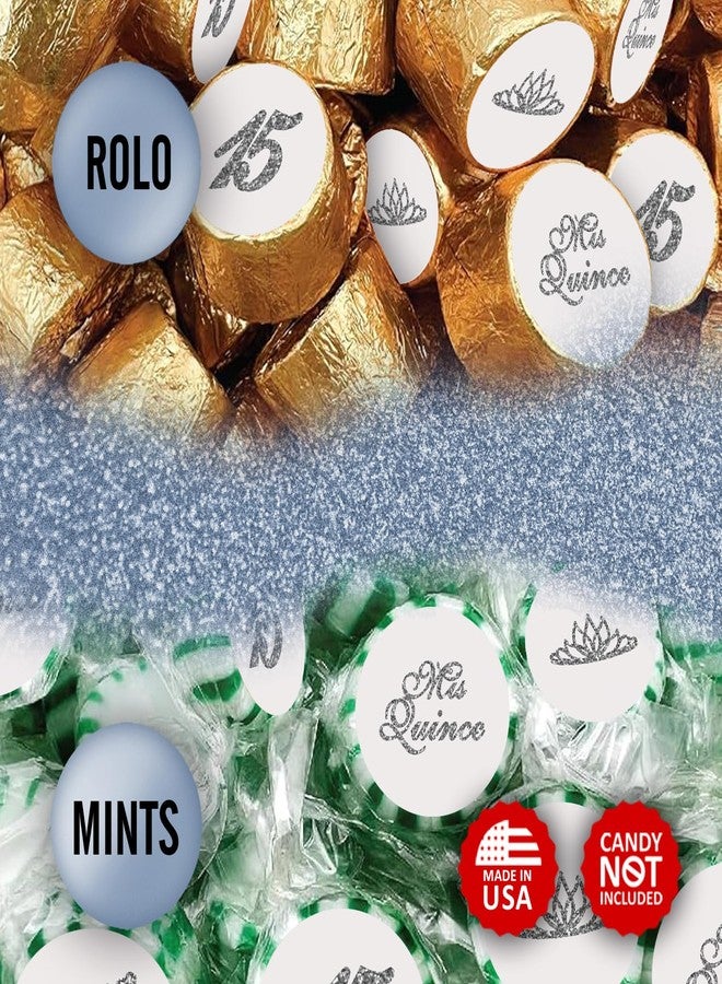 RokAPary Mis Quince Birthday Silver Kisses Stickers, (Set of 216), Quinceanera Chocolate Drops Labels, 15 Party Decoration Favors Decor for Kisses. Made in USA. - Image 4