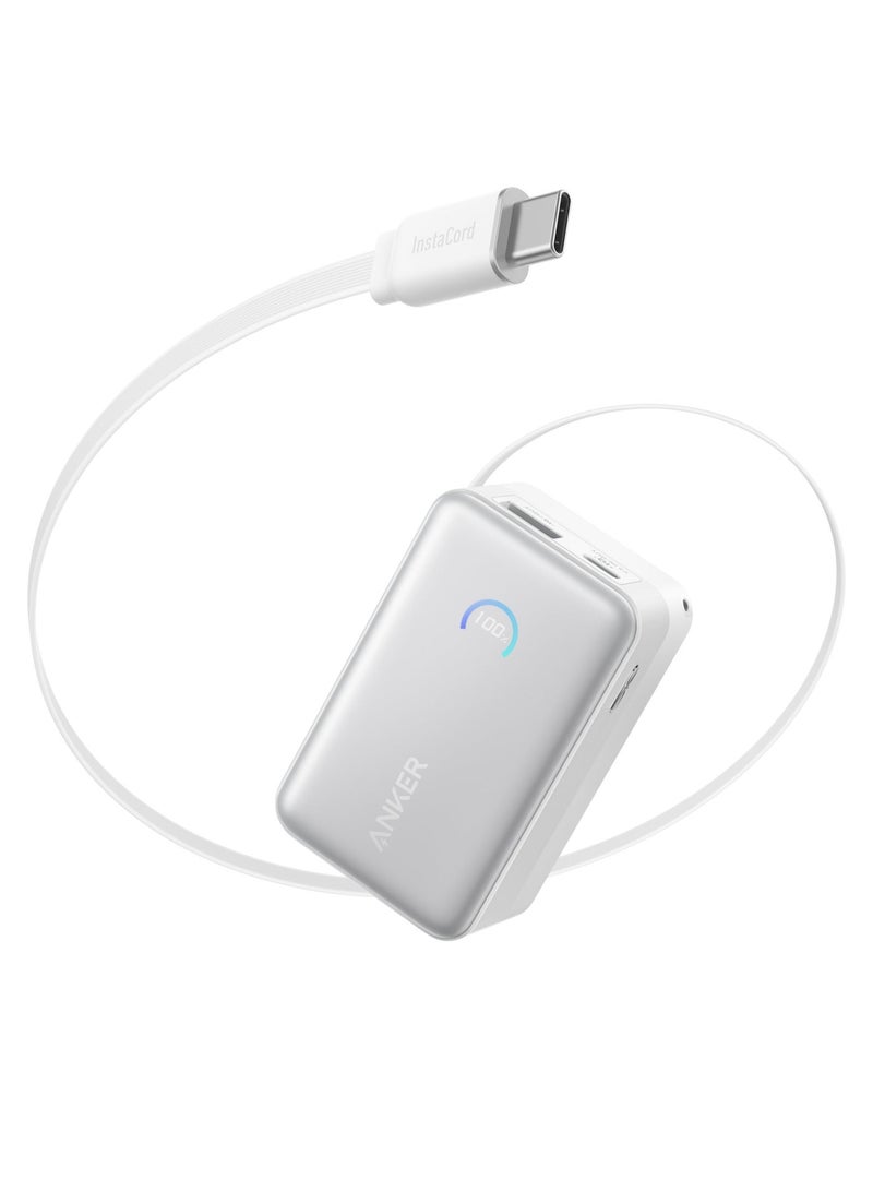 Anker بانك طاقة نانو، شاحن محمول مع كابل إنستا كورد القابل للسحب بطول 2.3 قدم، حزمة بطارية مدمجة بحد أقصى 45 واط، شاشة ذكية، لجهاز آيفون 16، آيباد، جالاكسي، بيكسل، والمزيد - وموصل USB C، شاحن أنكر 47 واط ذو منفذين USB C سريع، شاحن نانو 3 GaN مدمج لجهاز آيفون 16/16 برو/16 برو ماكس/16 بلس، جالاكسي S23، بيكسل 4/3، آيباد ميني، والمزيد (الكابل غير متضمن) - حزمة - Image 2