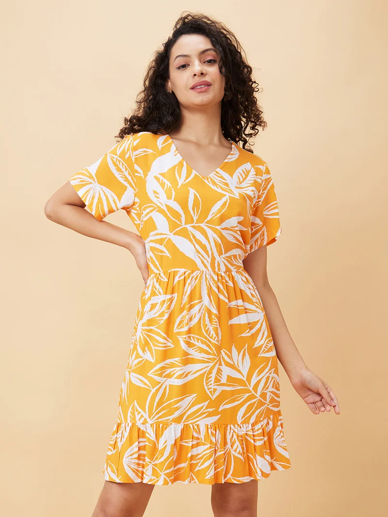 globus Women Floral Printed A-Line Dress