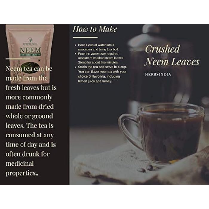 india herbs Neem Leaves Crushed (Not Powder), Good to Make Fresh Neem Leaf Tea 600 Grams (21.2 Oz), Herbal Supplements - HerbsIndia - Image 3
