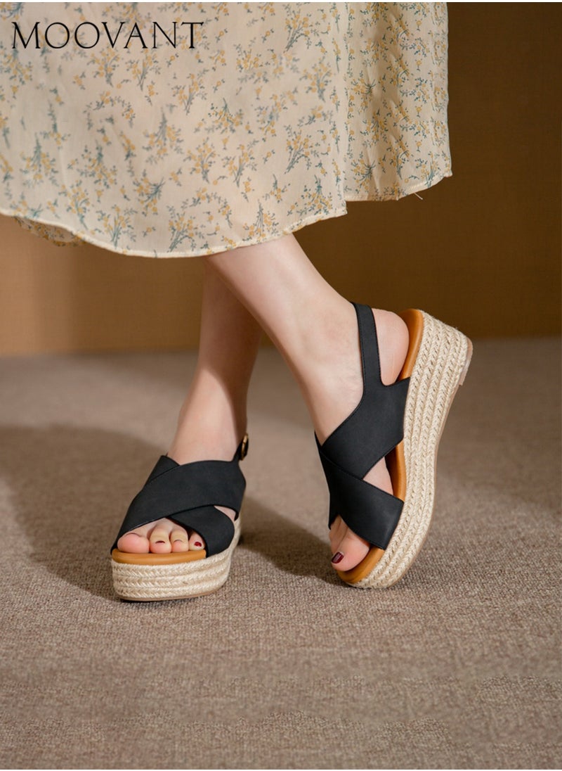 Women's Wedge Sandals with Buckle Ankle Strap, Comfortable Peep-toe Wedge Woven Platform Sandals, Women's Summer Casual Shoes - pzsku/Z47E242E0767B84835F4EZ/45/_/1713601256/64b8e42a-8433-4b3a-af25-3c62c138e1e0