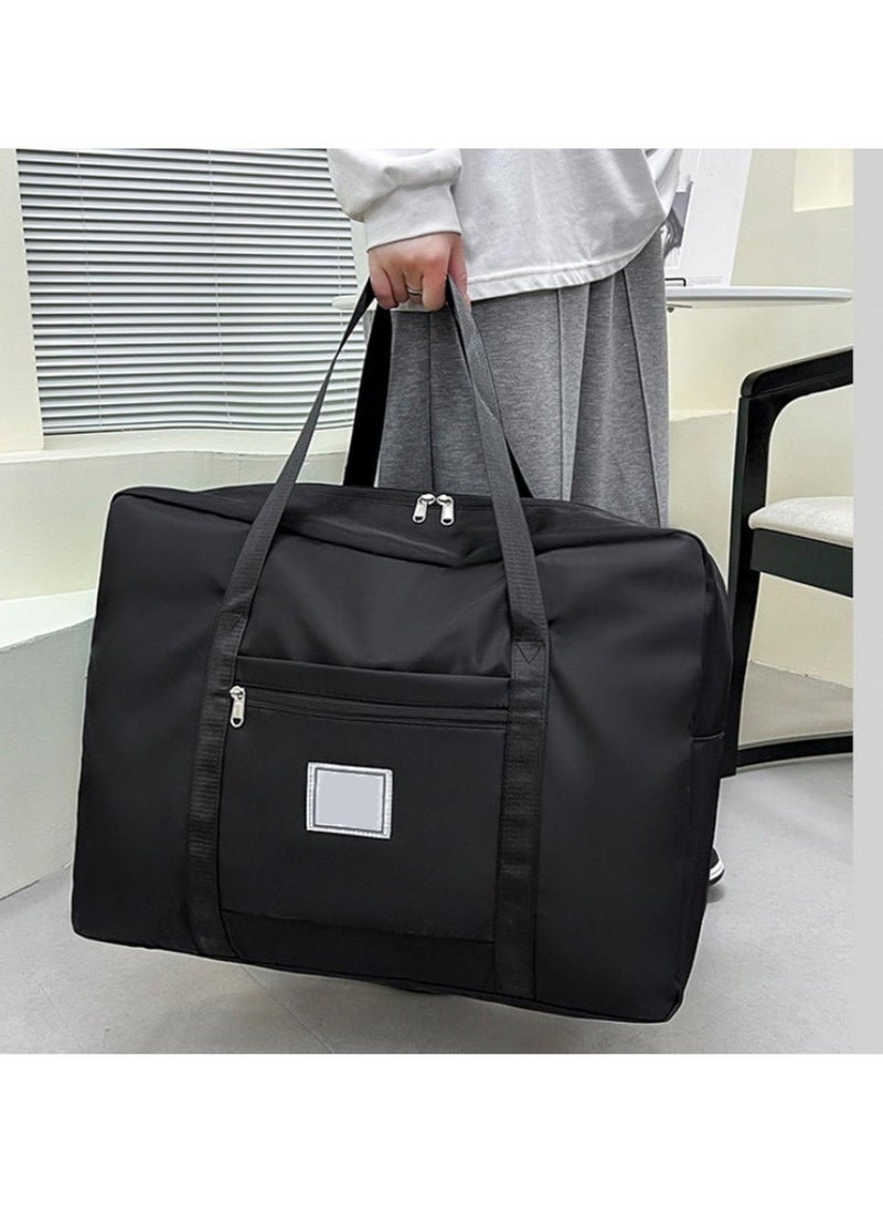 Large Moving Travel Storage Bag Large Capacity Travel Bag Clothes Storage Bag Hand Luggage Bag Moisture-proof Quilt Storage Bag (Black) - Image 3