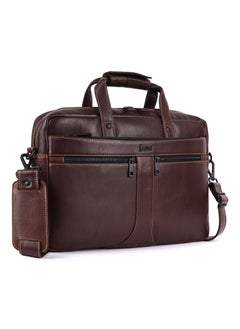 LAVERI LEATHER LAVERI Genuine Leather Office Bag for Men 15.6 Inch Laptop Bag CrossBody Messenger Bag Adjustable Strap Multiple Compartments VIP Quality 1 Year Warranty 2816 BrownWG VIP  - Image 1