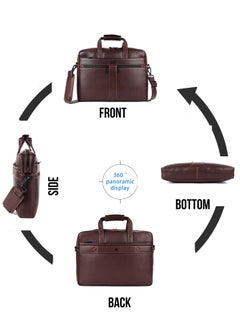 LAVERI LEATHER LAVERI Genuine Leather Office Bag for Men 15.6 Inch Laptop Bag CrossBody Messenger Bag Adjustable Strap Multiple Compartments VIP Quality 1 Year Warranty 2816 BrownWG VIP  - Image 2