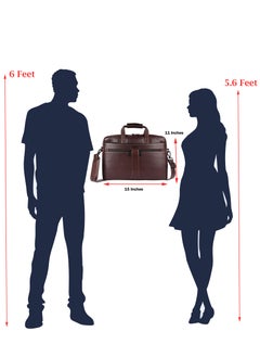 LAVERI LEATHER LAVERI Genuine Leather Office Bag for Men 15.6 Inch Laptop Bag CrossBody Messenger Bag Adjustable Strap Multiple Compartments VIP Quality 1 Year Warranty 2816 BrownWG VIP  - Image 3