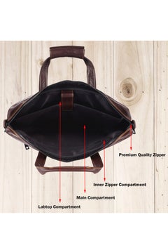 LAVERI LEATHER LAVERI Genuine Leather Office Bag for Men 15.6 Inch Laptop Bag CrossBody Messenger Bag Adjustable Strap Multiple Compartments VIP Quality 1 Year Warranty 2816 BrownWG VIP  - Image 4