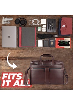 LAVERI LEATHER LAVERI Genuine Leather Office Bag for Men 15.6 Inch Laptop Bag CrossBody Messenger Bag Adjustable Strap Multiple Compartments VIP Quality 1 Year Warranty 2816 BrownWG VIP  - Image 5