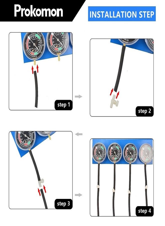 Prokomon Motorcycle Carburetor Synchronizer Tool Kit Fuel Vacuum Carb Sync Gauge Set with Rubber Hose - Image 5