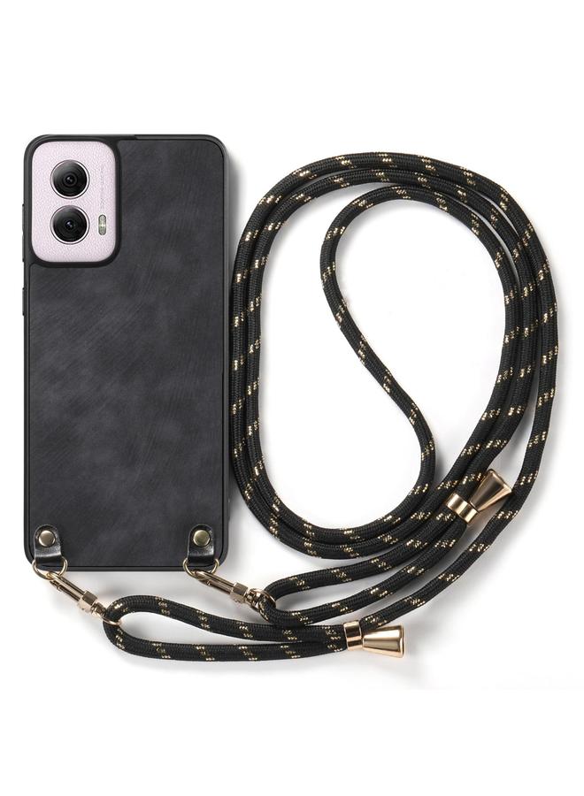 S-TOP Case For Motorola Moto G Power 2024 5G Vintage Leather PC Back Cover Phone Case with Crossbody Strap - Image 2