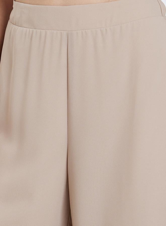 Styli Elegant Beige Wide Leg Trousers - Image 3