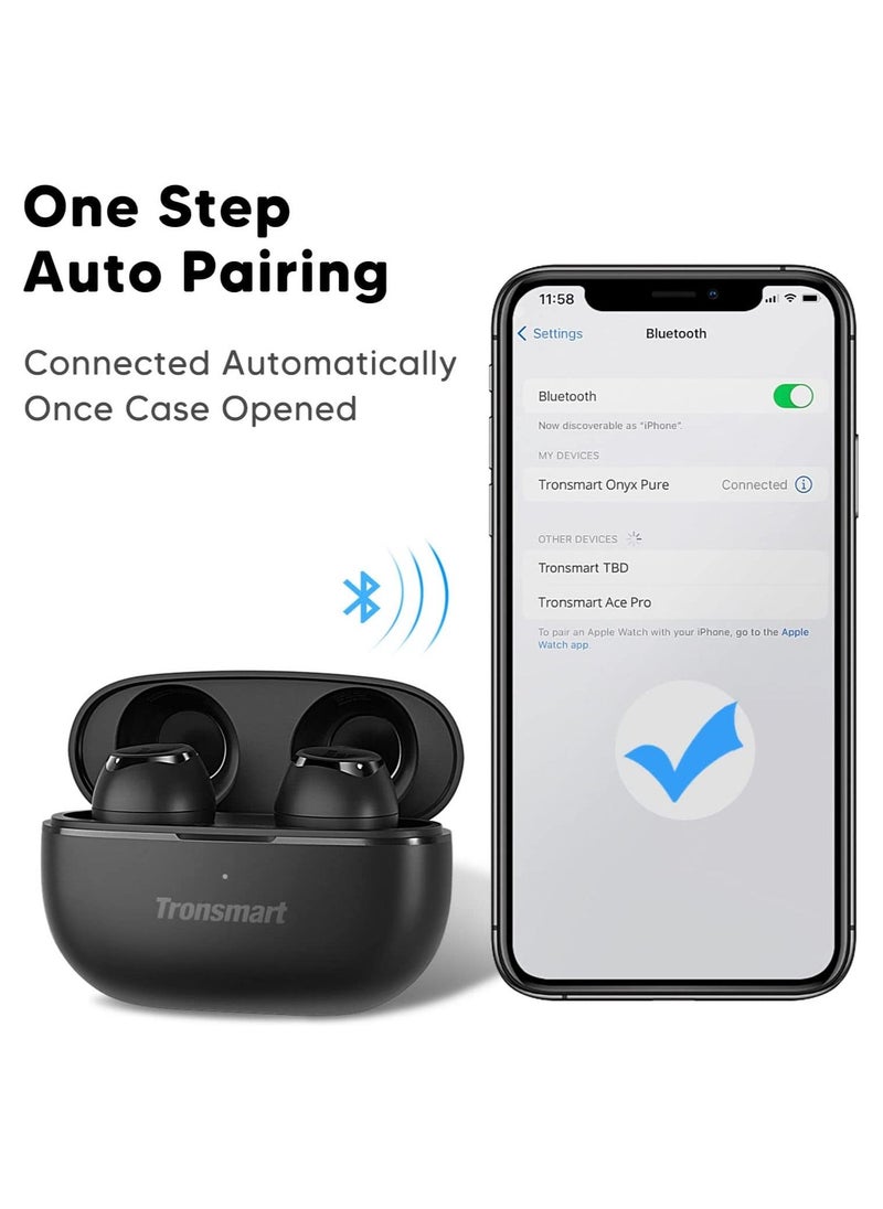 Tronsmart Tronsmart Onyx Pure Hybrid Dual Driver Headphones, Bluetooth 5.3, Hybrid Dual Driver, Built-in 3EQ Modes, Clear Call with ENC Call Reduction, Up To 27 Hours of Playtime, IPX5 Water Resistant - Black  - Image 3