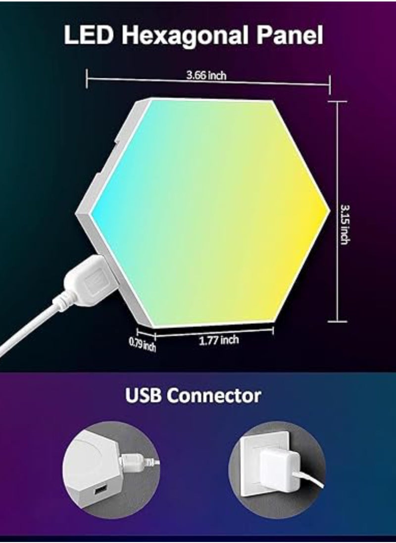 Generic 10 Pieces LED Wall Hexagon Lights Remote Control Hex Smart Modular Light Panels Touch Sensitive Modular RGB Colorful Light with USB Power Decoration for Gaming Bedroom Living Room  - Image 2