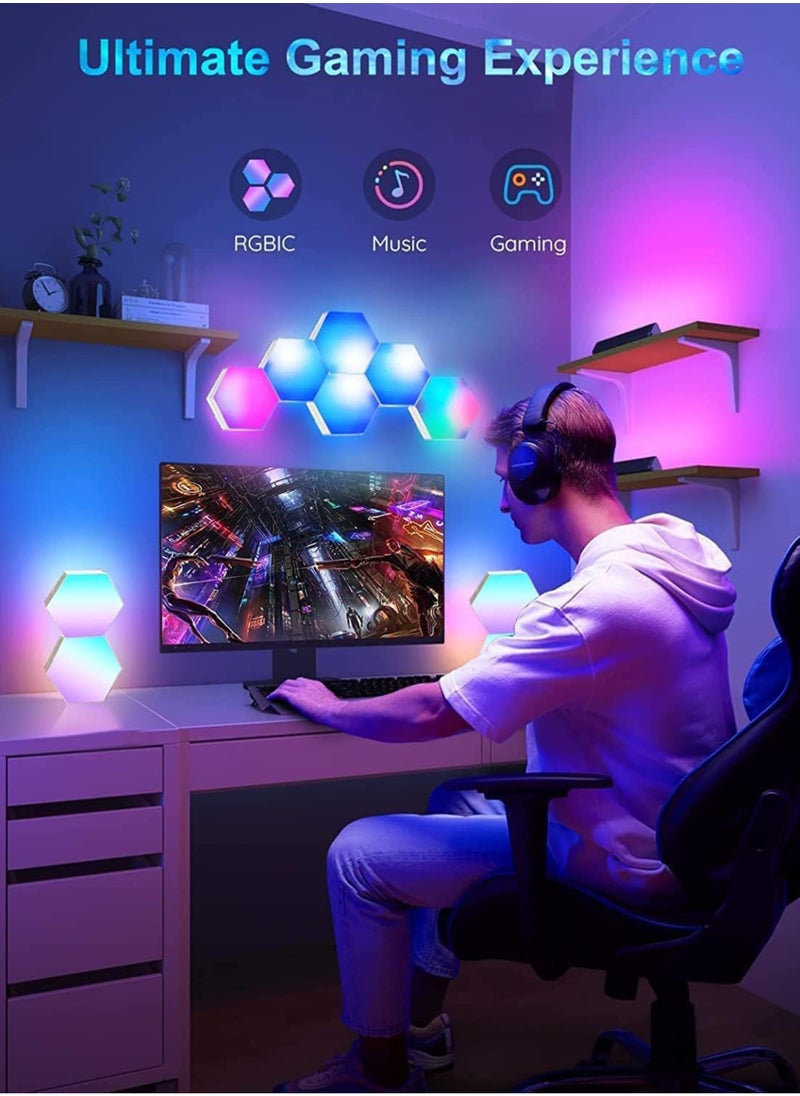 Generic 10 Pieces LED Wall Hexagon Lights Remote Control Hex Smart Modular Light Panels Touch Sensitive Modular RGB Colorful Light with USB Power Decoration for Gaming Bedroom Living Room  - Image 5