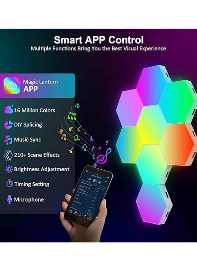 Generic 10 Pieces LED Wall Hexagon Lights Remote Control Hex Smart Modular Light Panels Touch Sensitive Modular RGB Colorful Light with USB Power Decoration for Gaming Bedroom Living Room  - Image 3