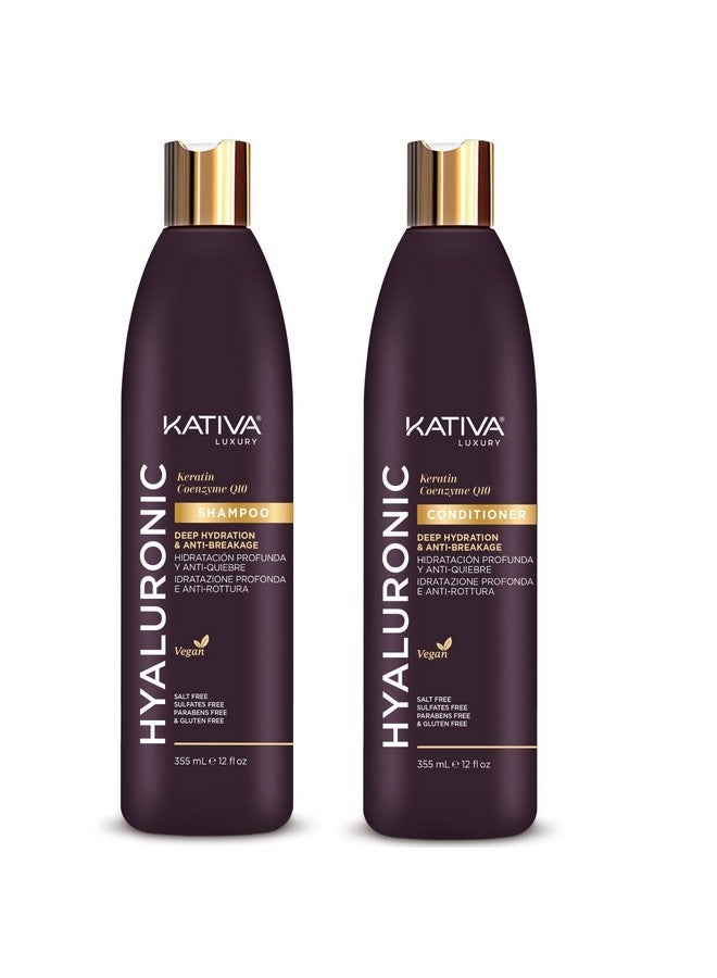 Hyaluronic Q10 Shampoo and Conditioner Pack set of 2. Vegan Deep Hydration & Anti-Breakage without Sulfated and Parabes Free.