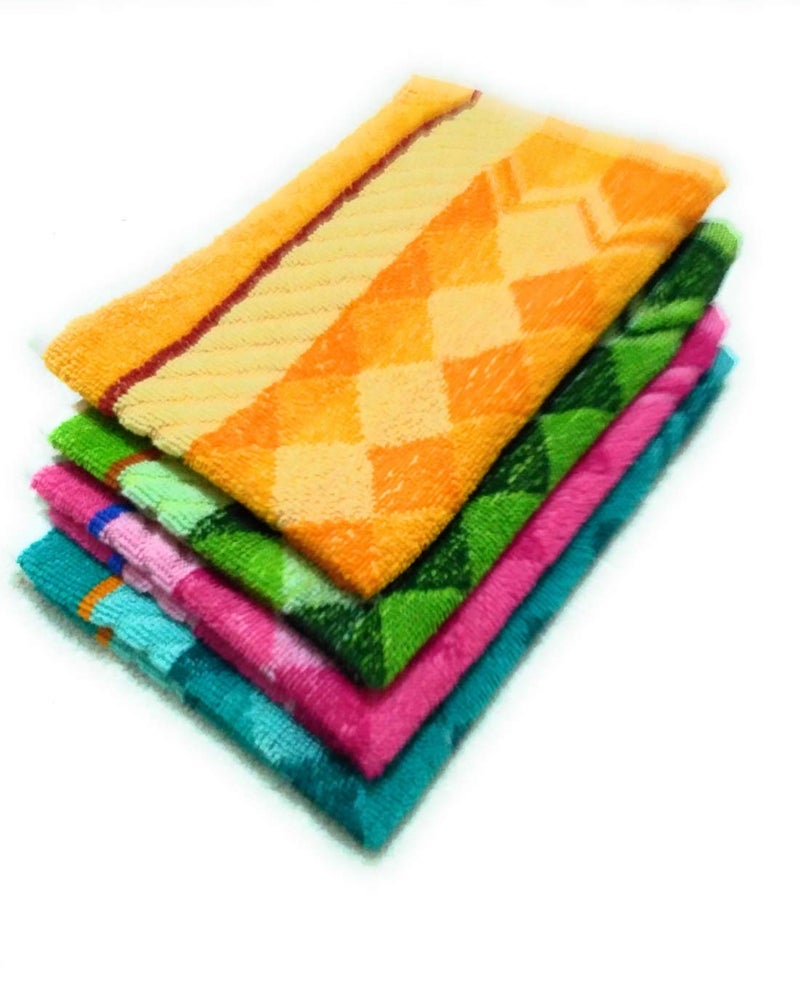 Cotton Colors Floral Design Hand Towels (Medium, Multicolor, Pack of 4)_D6 - Image 1