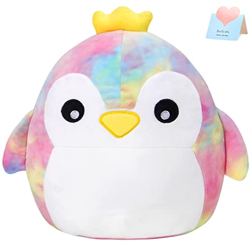 CozyWorld 13 Penguin Hugging Tie Dye Rainbow Plush Stuffed Animals Plushie Original Cute Pillow Soft Holiday Birthday Gifts for Boys Girls - Image 1