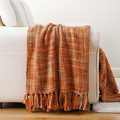 BATTILO HOME Rust Orange Throw Blanket for Couch, Bed, Boho Colorful Throw Blanket with Tassels, Halloween Decor, Fall Throw Blankets for Home Decor, 50"x60" - Image 4