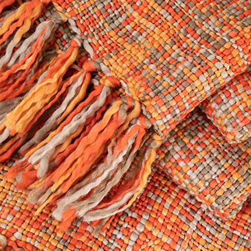 BATTILO HOME Rust Orange Throw Blanket for Couch, Bed, Boho Colorful Throw Blanket with Tassels, Halloween Decor, Fall Throw Blankets for Home Decor, 50"x60" - Image 5