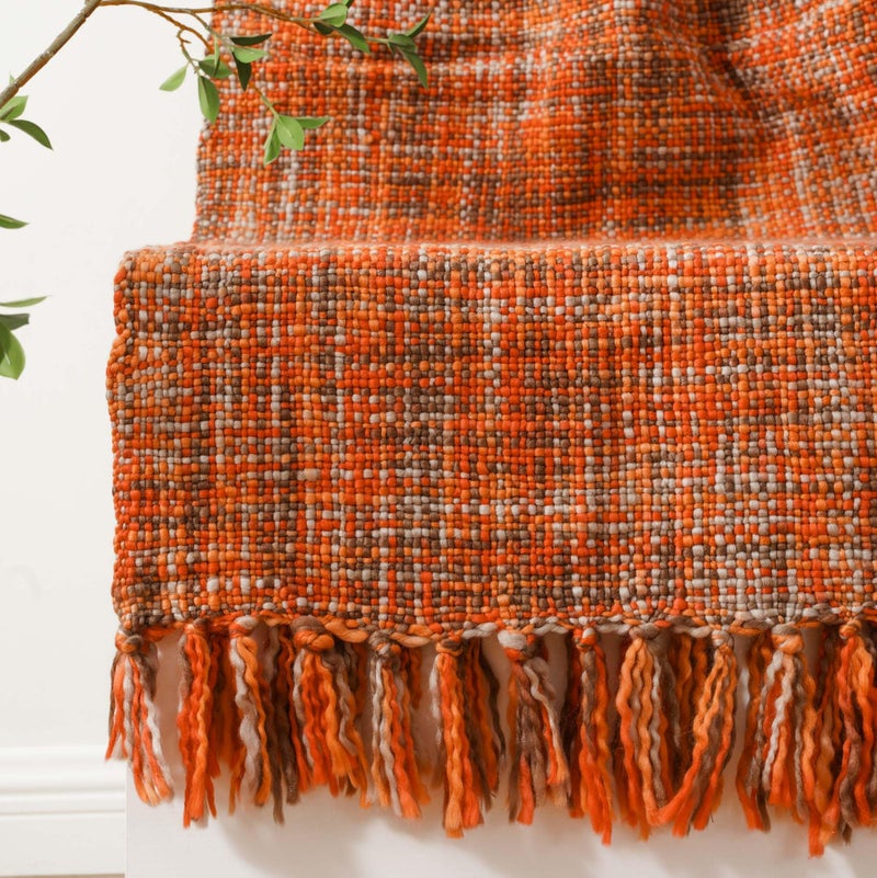 BATTILO HOME Rust Orange Throw Blanket for Couch, Bed, Boho Colorful Throw Blanket with Tassels, Halloween Decor, Fall Throw Blankets for Home Decor, 50"x60" - Image 2