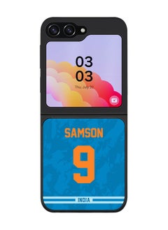 Cover for Samsung Galaxy Z Flip5 Case, Rugged Black Slim Fit Soft Flexible Thin Protective Phone Cases - Player Name - Sanju Samson, Jersey Number- 9