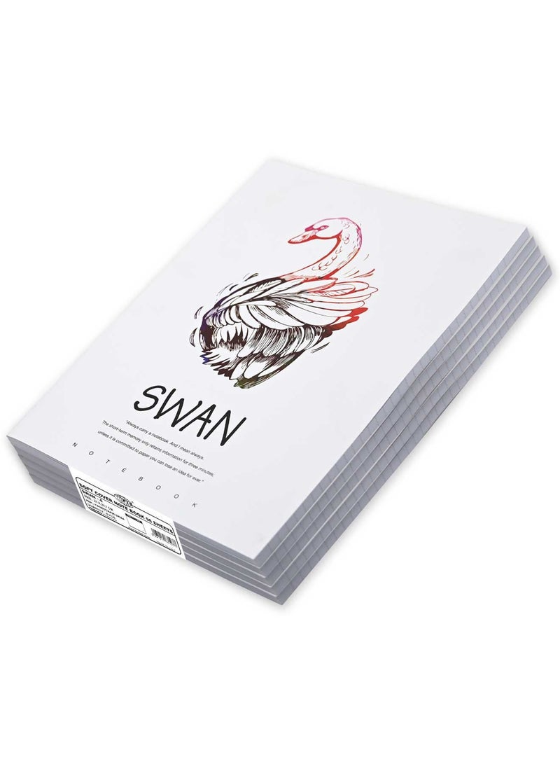 FIS 5 Pieces Soft Cover Notebook 96 Sheets A4 Swan Design - Image 1