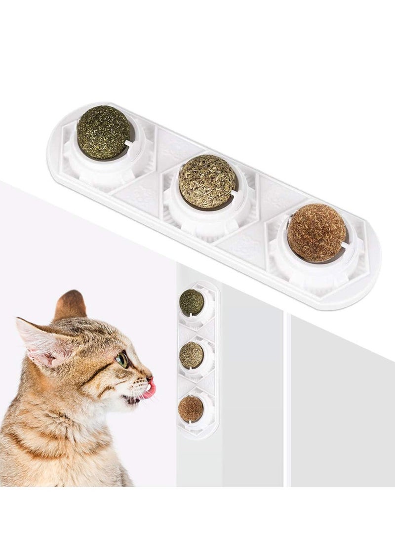 SYOSI Catnip Squash Ball Toy 3 in 1 Rotatable Cat Snacks Edible with Natural Healthy Silver Vine Spit Hair Chewing Clean Teeth Toys - Image 1