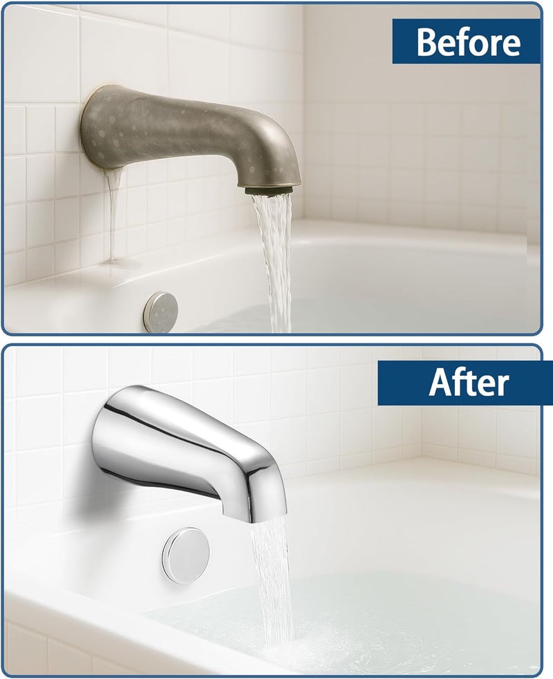 OrgCreator Bathtub Spout Without Diverter, 5.3", All Metal 304 Stainless Steel, Fits 1/2" Copper Slip-On and 1/2" or 3/4" IPS Threaded Pipes, Leak-Free Design, Easy Installation, Universal Fit, Chrome - Image 5