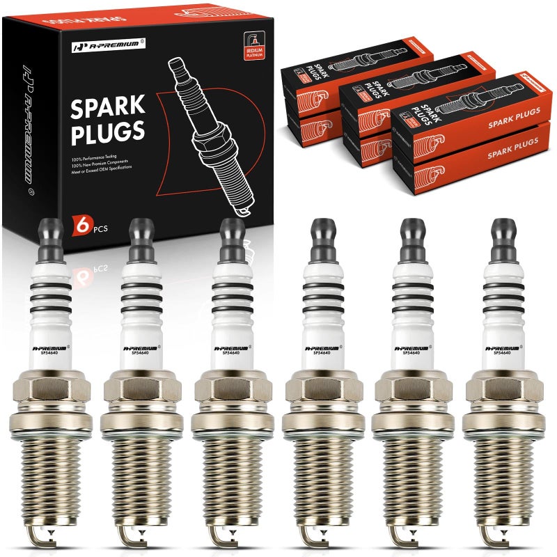 A-Premium Iridium Platinum V6 Spark Plugs Compatible with Toyota Tacoma, Tundra, 4Runner & Hyundai Sonata, Tucson & Kia Optima, Sorento, Sportage & Nissan Frontier, Pathifinder, Maxima & Dodge Avenger - Image 1