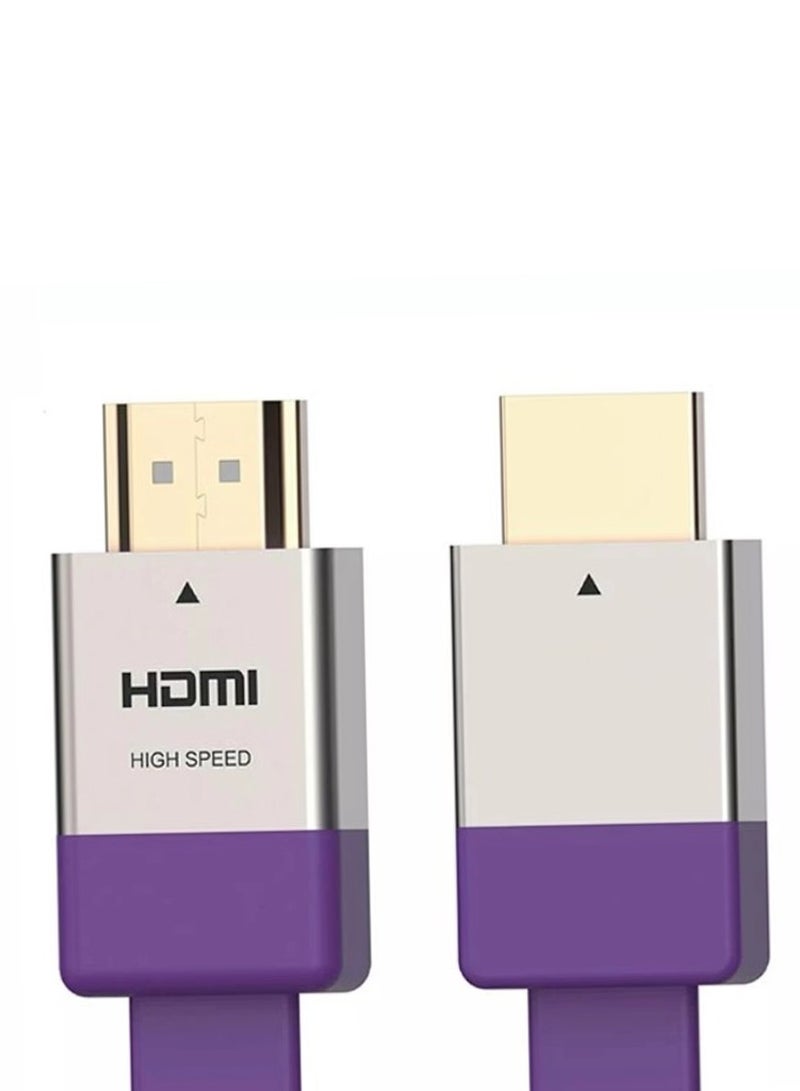 Flat High Speed HDMI Cable 2M , 3D supported Up to 4K Support , multimedia interface , for TV , PC , Laptop and Projector - Purple  - Image 1