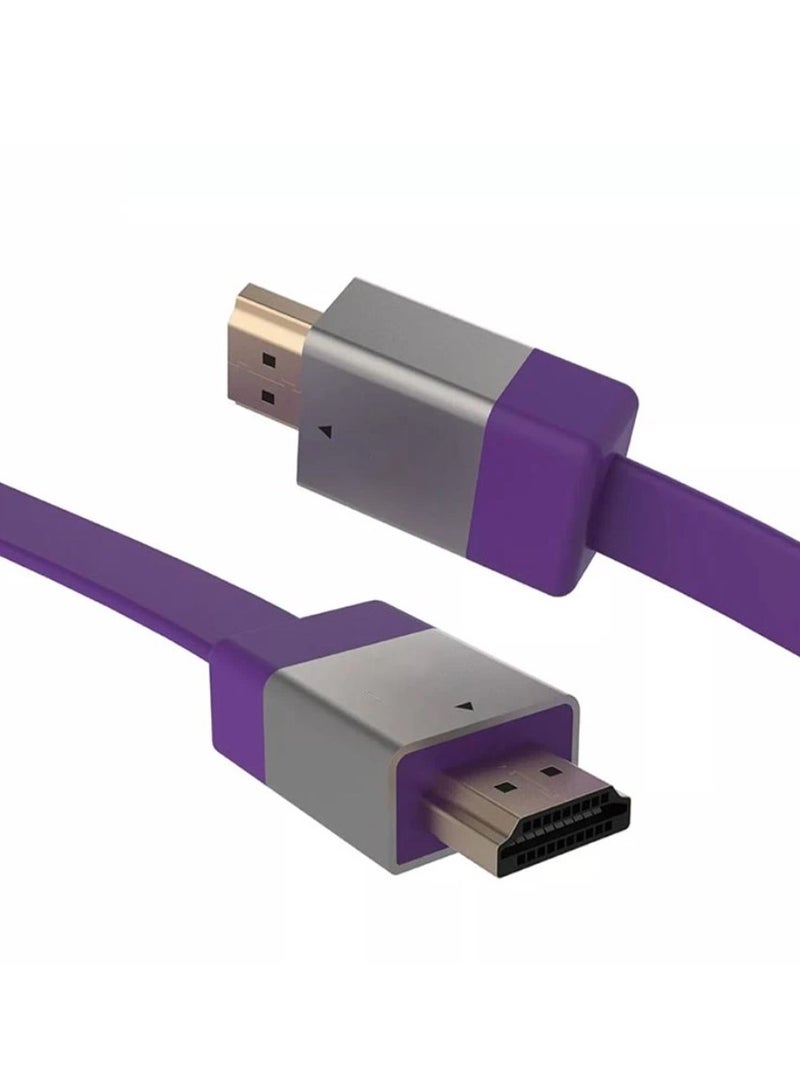 Flat High Speed HDMI Cable 2M , 3D supported Up to 4K Support , multimedia interface , for TV , PC , Laptop and Projector - Purple  - Image 2