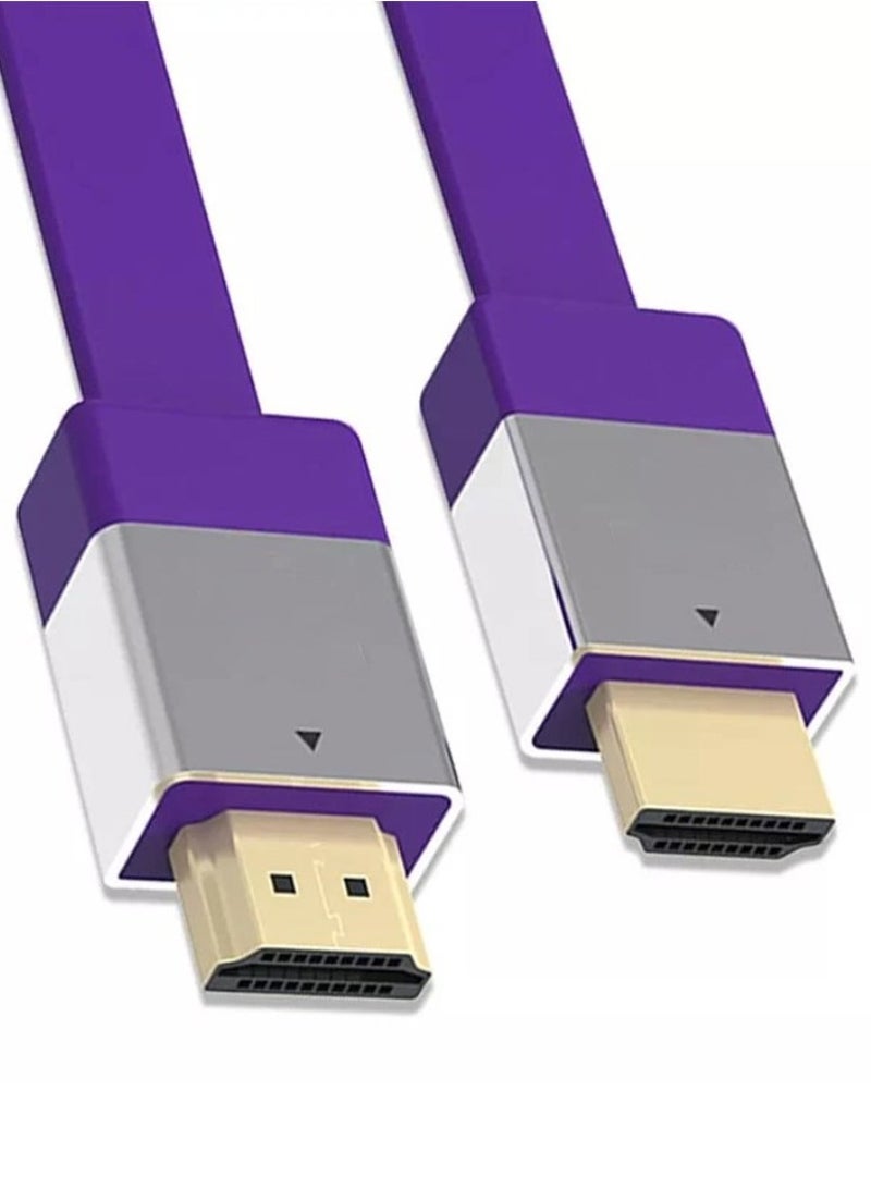 Flat High Speed HDMI Cable 2M , 3D supported Up to 4K Support , multimedia interface , for TV , PC , Laptop and Projector - Purple  - Image 3