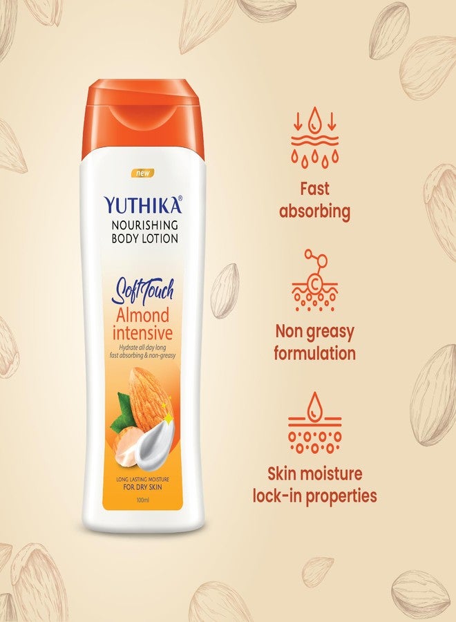 Yuthika Almond Nourish Body Lotion 100ml (Pack of 2) | Hydrating Moisturizer for Dry Skin | Non-Sticky & Non-Irritating Formula | 24H Moisture Care for Men & Women - Image 4