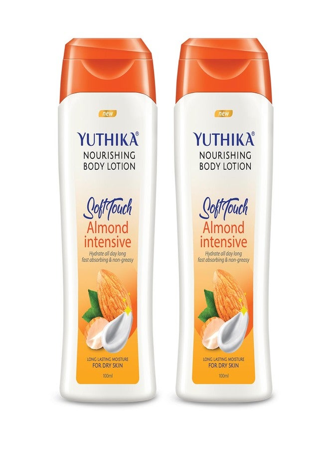 Yuthika Almond Nourish Body Lotion 100ml (Pack of 2) | Hydrating Moisturizer for Dry Skin | Non-Sticky & Non-Irritating Formula | 24H Moisture Care for Men & Women - Image 1