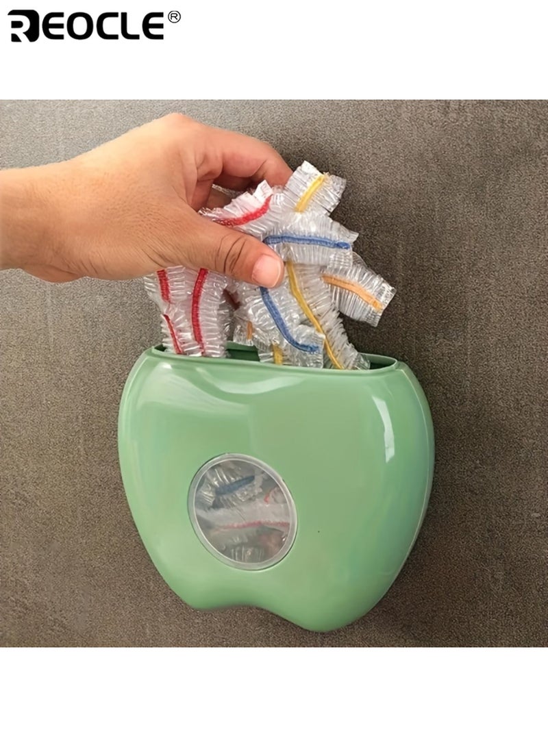 REOCLE 3PCS Wall Mounted Bag Dispensers with Apple Shape Design and Elastic Storage Space Saving Organizers with Durable Construction for Kitchen Bathroom Use - Image 3