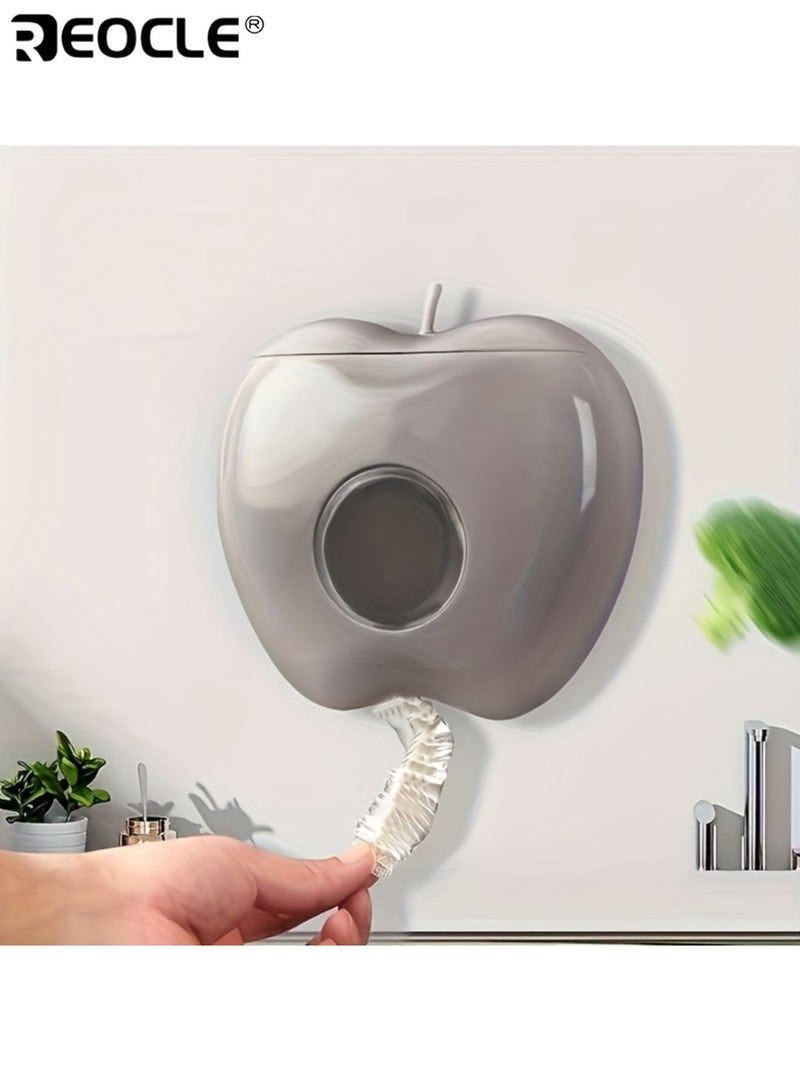 REOCLE 3PCS Wall Mounted Bag Dispensers with Apple Shape Design and Elastic Storage Space Saving Organizers with Durable Construction for Kitchen Bathroom Use - Image 2