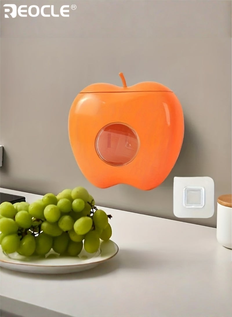 REOCLE 3PCS Wall Mounted Bag Dispensers with Apple Shape Design and Elastic Storage Space Saving Organizers with Durable Construction for Kitchen Bathroom Use - Image 5