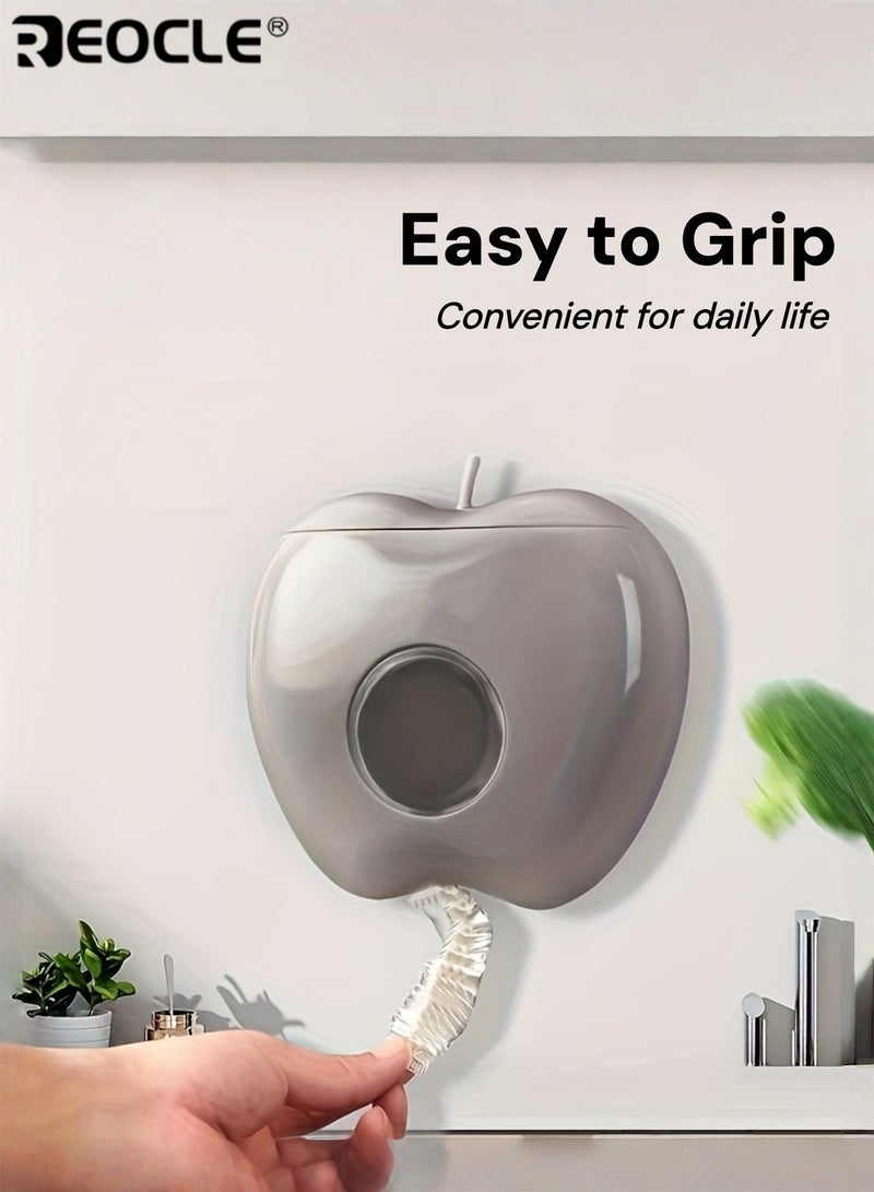 REOCLE 3PCS Wall Mounted Bag Dispensers with Apple Shape Design and Elastic Storage Space Saving Organizers with Durable Construction for Kitchen Bathroom Use - Image 2