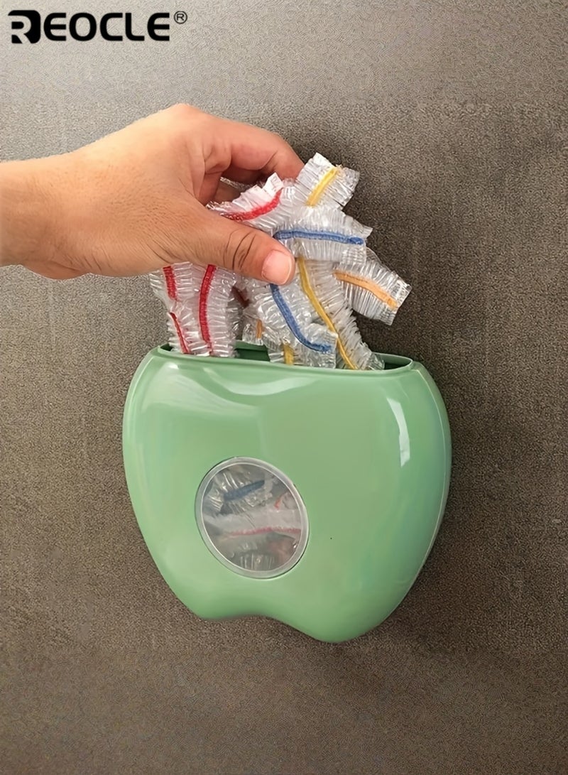 REOCLE 3PCS Wall Mounted Bag Dispensers with Apple Shape Design and Elastic Storage Space Saving Organizers with Durable Construction for Kitchen Bathroom Use - Image 4