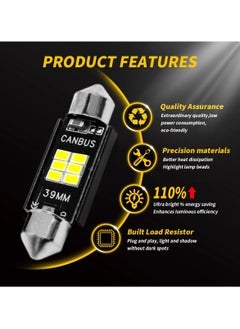 سبايدر مجموعة إضاءة السيارة LED من SPIDER 20 قطعة BL10672، مصابيح LED CANBUS مقاس 39 مم، إضاءة داخلية، مصابيح LED موفرة للطاقة  - Image 4
