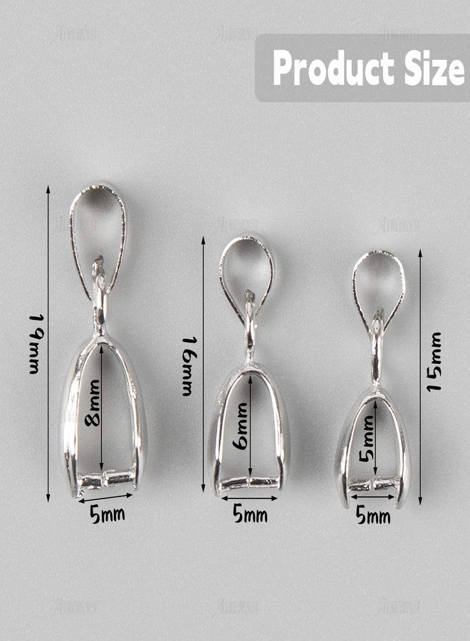 AUEAR, 120 Pack Silver Pinch Clip Bail Clasp Bead Pendant Connectors Metal Buckle Jewelry Findings for Necklace Earring Bracelet Making - Image 2