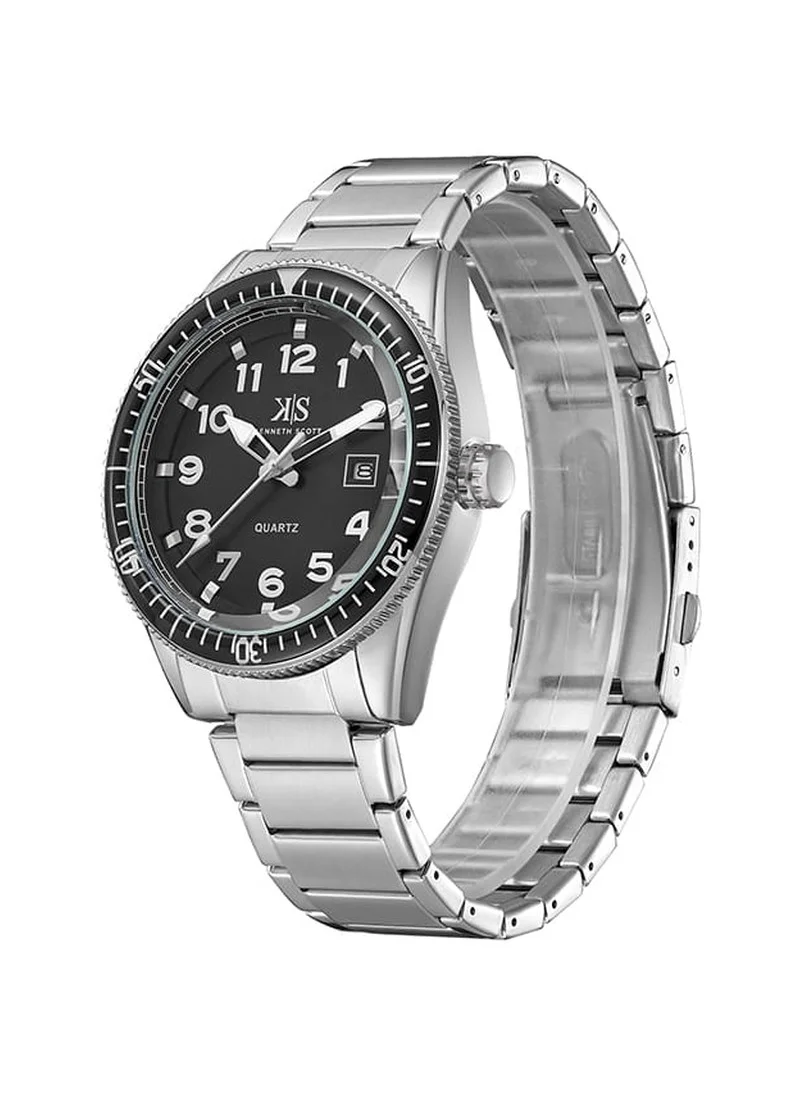 KENNETH SCOTT Kenneth Scott K23028-SBSB Men's Analog Display Watch & Stainless Steel Strap Silver