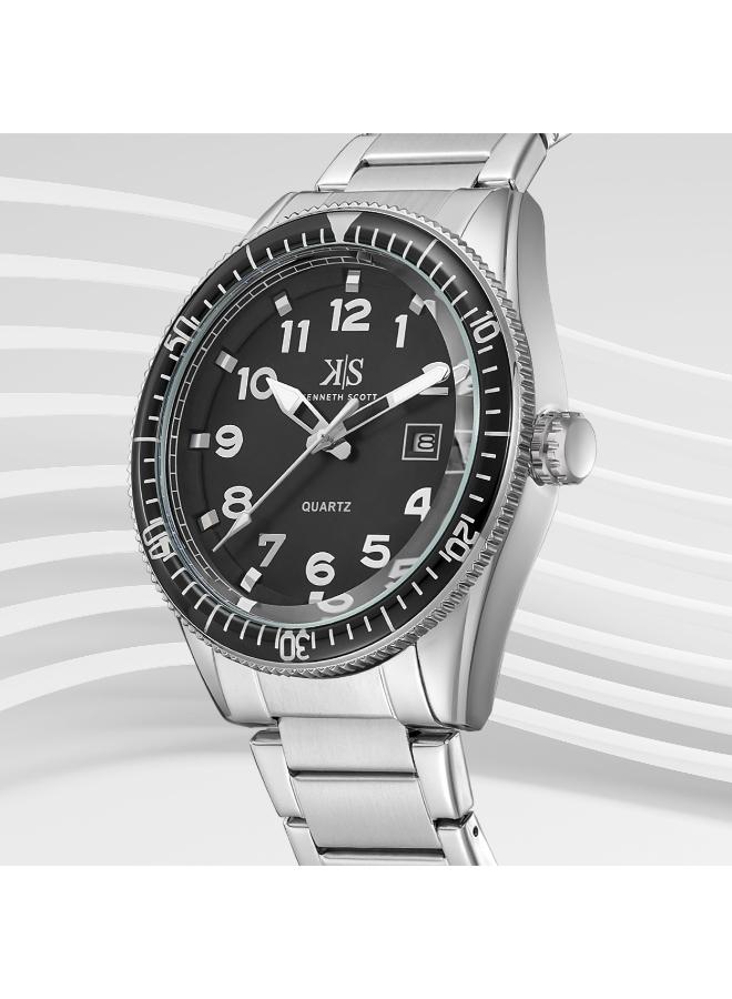 KENNETH SCOTT Men's Analog Display Watch With Silver Stainless Steel Strap - K23028-SBSB - Image 2