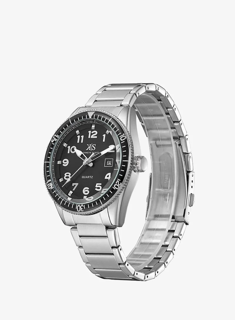 KENNETH SCOTT Men's Analog Display Watch With Silver Stainless Steel Strap - K23028-SBSB