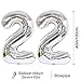 Shuxy 2pcs 40 Inch Jumbo Giant Number 22 Silver Mylar Balloons for Birthday Party Decoration Wedding Anniversary - Image 2