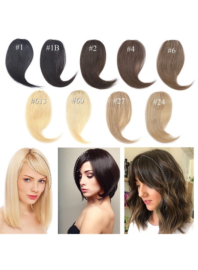 SEGO Side Bangs Clip in Bangs 100% Real Human Hair 10 inch 2PCS French Bangs Wave Fringe Swept Natural look Hair Piece 15g/Pcs-Medium Brown - Image 2