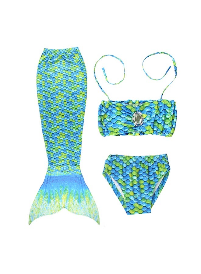 NIBEMINENT Children's mermaid swimsuit tail, children's bikini set, girls' baby swimming clothes, and flippers can be worn - Image 1